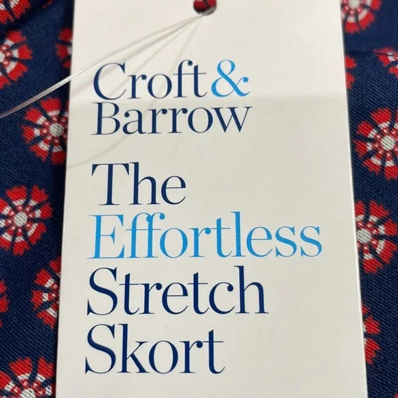 Croft & Barrow Women Skort Size 14 Regular Mid rise Blue White Red Pockets NWT - Picture 15 of 15